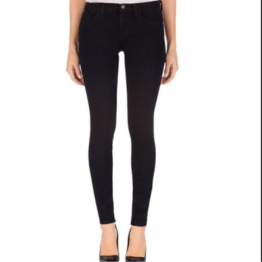 J Brand Mid Rise Shadow Skinny Jeans Black 28